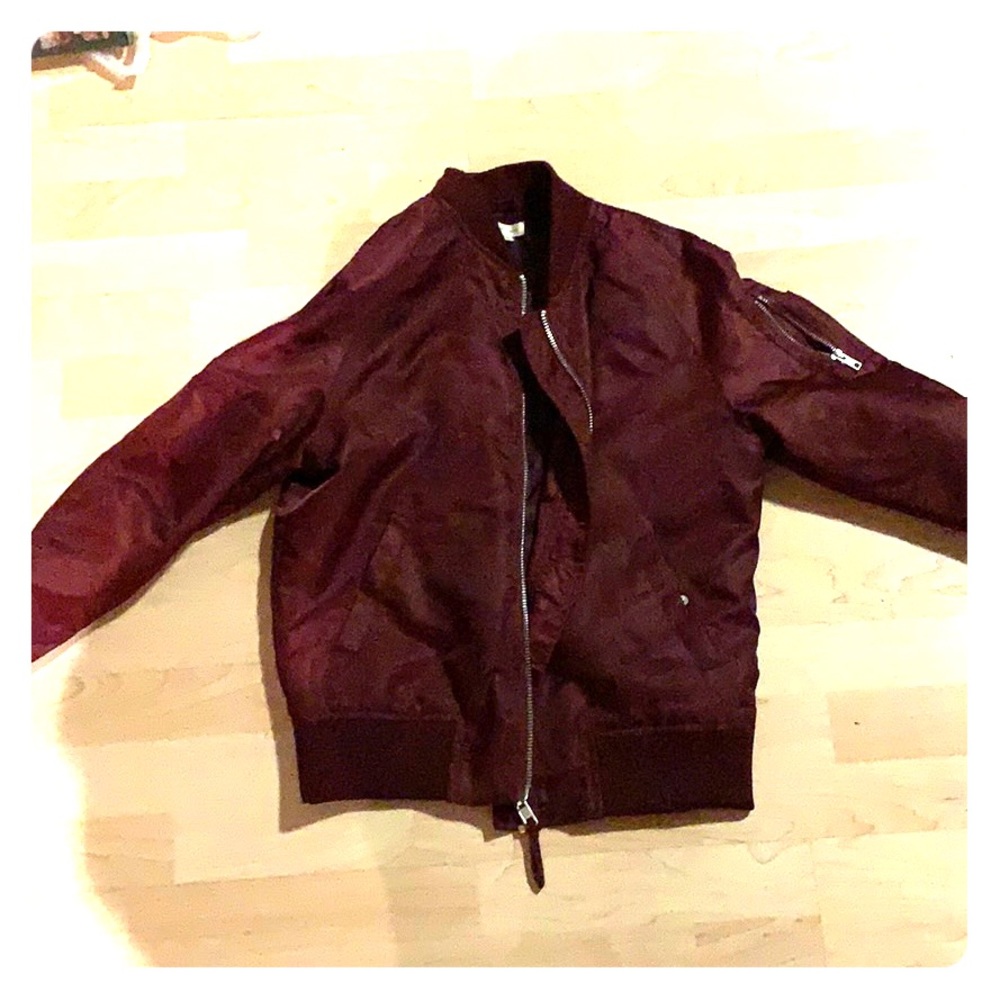 Burgundy bomber jacket